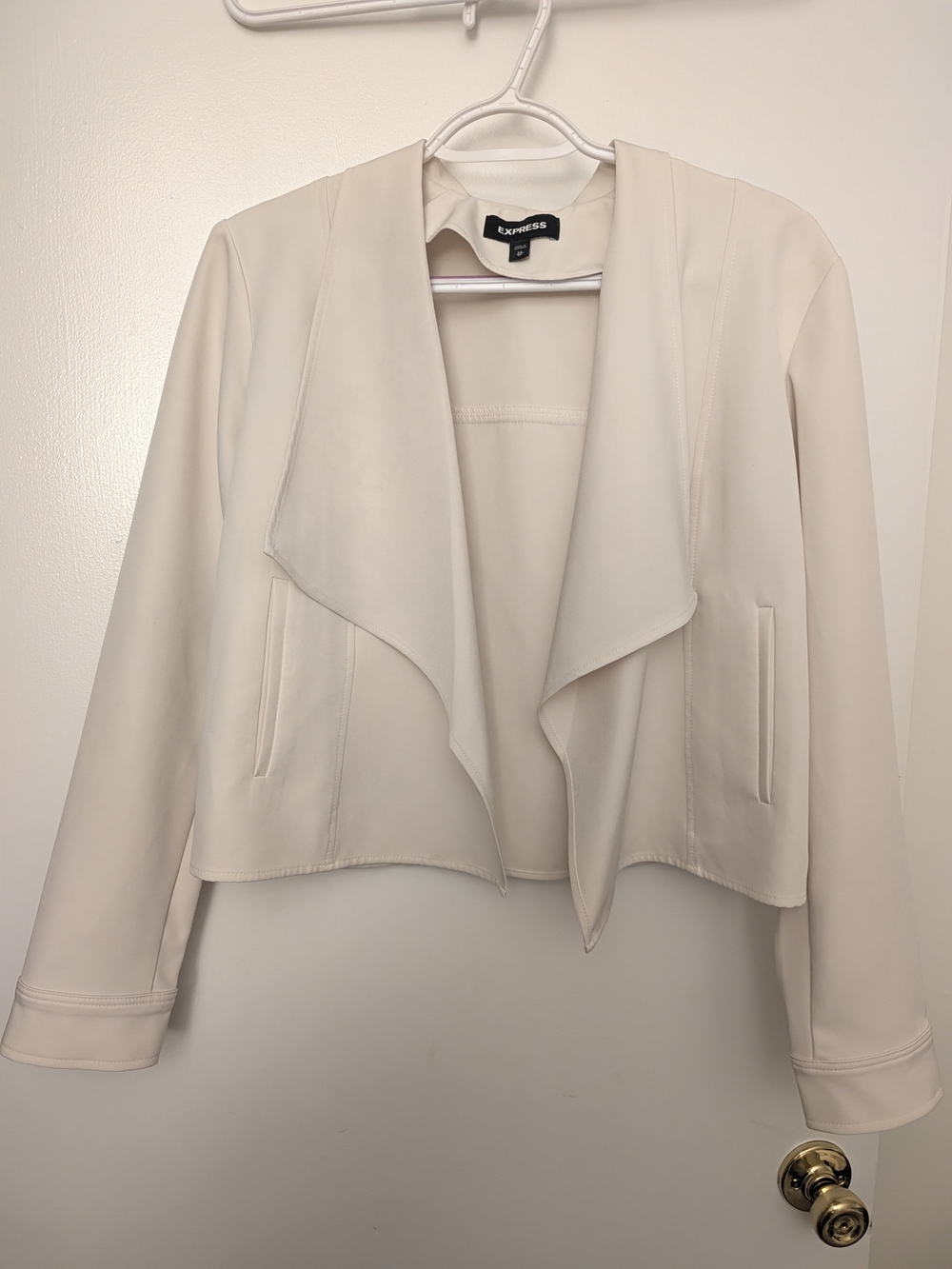 Express Cream Draped Open-Front Blazer